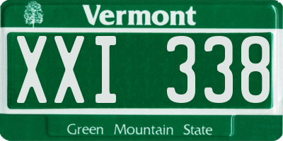 VT license plate XXI338