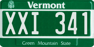 VT license plate XXI341