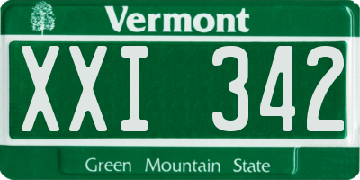 VT license plate XXI342