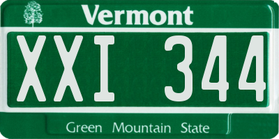 VT license plate XXI344