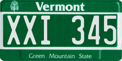 VT license plate XXI345