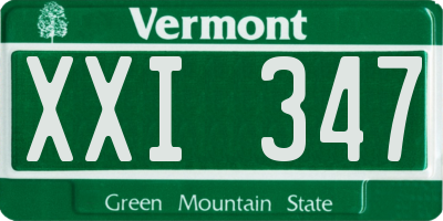 VT license plate XXI347