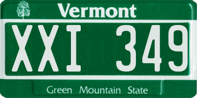 VT license plate XXI349