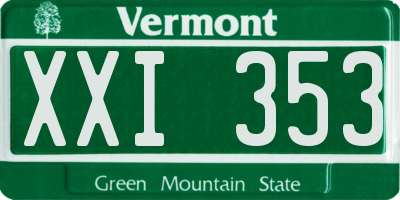 VT license plate XXI353