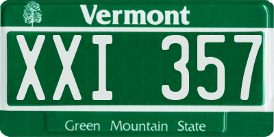 VT license plate XXI357