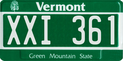 VT license plate XXI361
