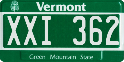 VT license plate XXI362