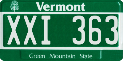 VT license plate XXI363