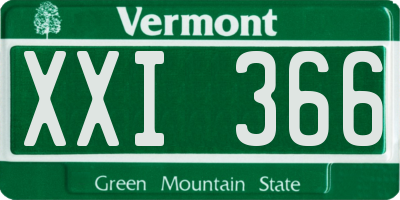 VT license plate XXI366