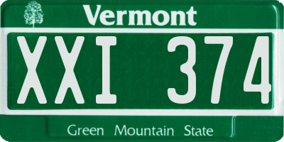 VT license plate XXI374