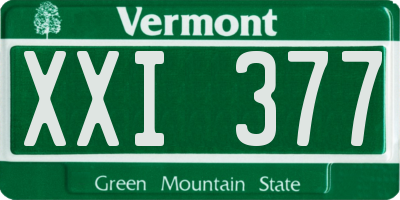 VT license plate XXI377