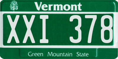 VT license plate XXI378