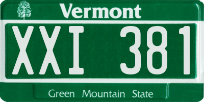 VT license plate XXI381