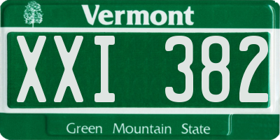 VT license plate XXI382