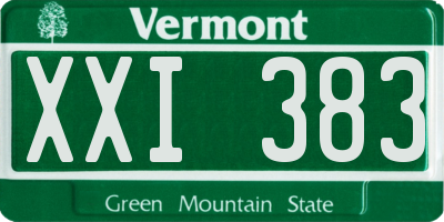 VT license plate XXI383