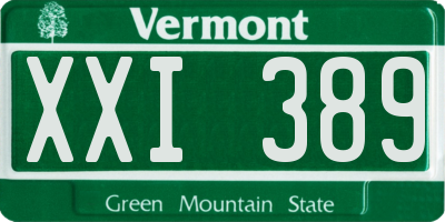 VT license plate XXI389