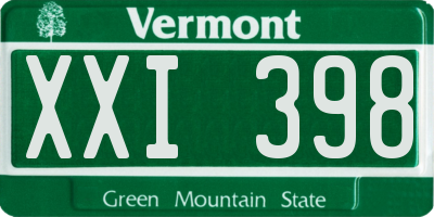VT license plate XXI398