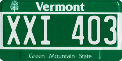 VT license plate XXI403
