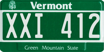 VT license plate XXI412