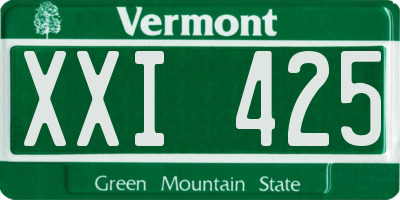 VT license plate XXI425