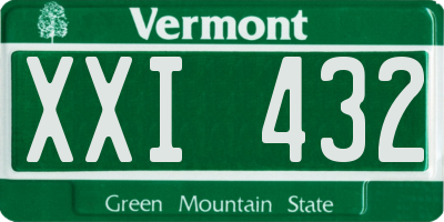 VT license plate XXI432