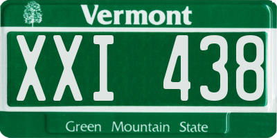 VT license plate XXI438