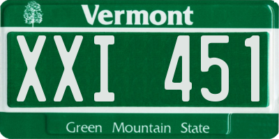VT license plate XXI451