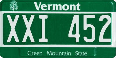 VT license plate XXI452