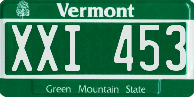 VT license plate XXI453