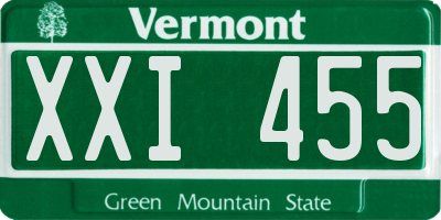VT license plate XXI455