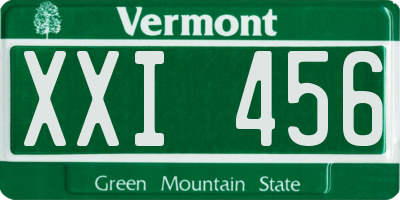 VT license plate XXI456