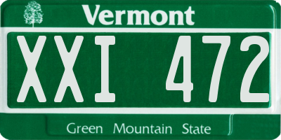 VT license plate XXI472