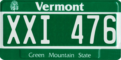 VT license plate XXI476