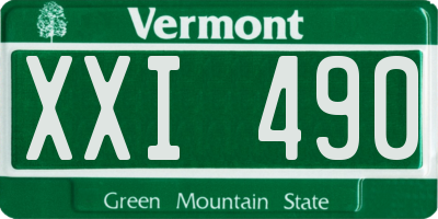 VT license plate XXI490
