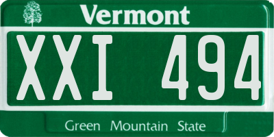 VT license plate XXI494
