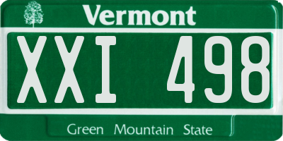 VT license plate XXI498