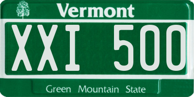 VT license plate XXI500