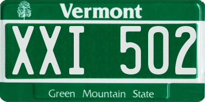 VT license plate XXI502