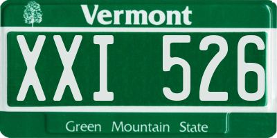 VT license plate XXI526
