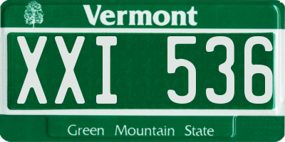 VT license plate XXI536