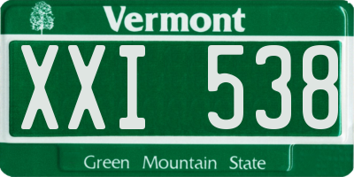VT license plate XXI538