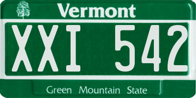 VT license plate XXI542