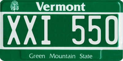 VT license plate XXI550