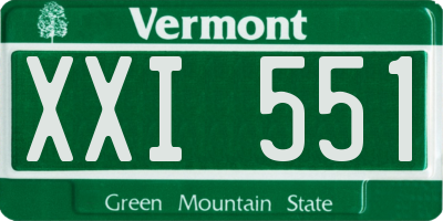 VT license plate XXI551