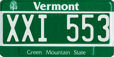 VT license plate XXI553