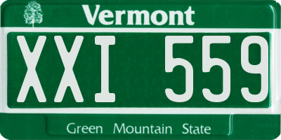 VT license plate XXI559