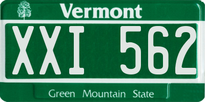 VT license plate XXI562