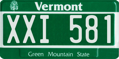 VT license plate XXI581