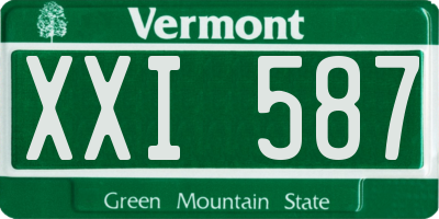 VT license plate XXI587