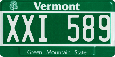 VT license plate XXI589